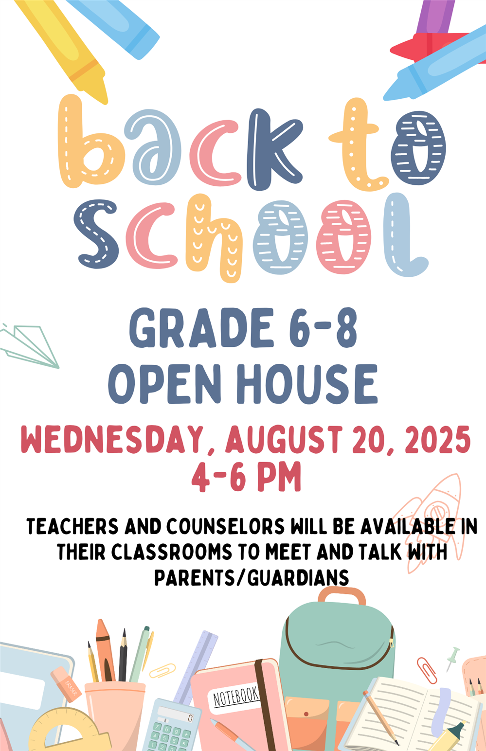  Open House - Grades 6-8